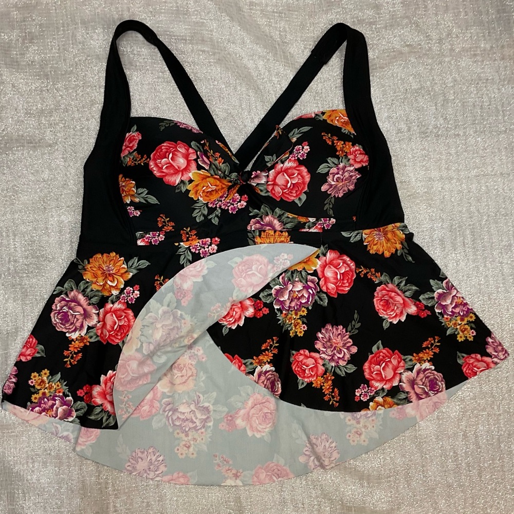 NWT Terra & Sky Floral Mid-Rise Tummy-Control Bikini Size 2X (20W-22W) - Picture 4 of 11